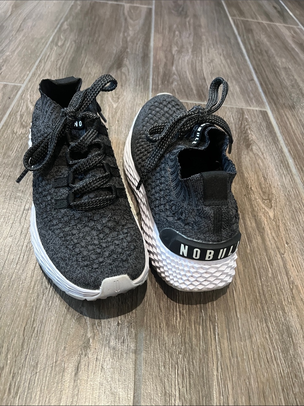 Nobull Black Knit Slip-On Athletic Sneakers with White Sole women size 8